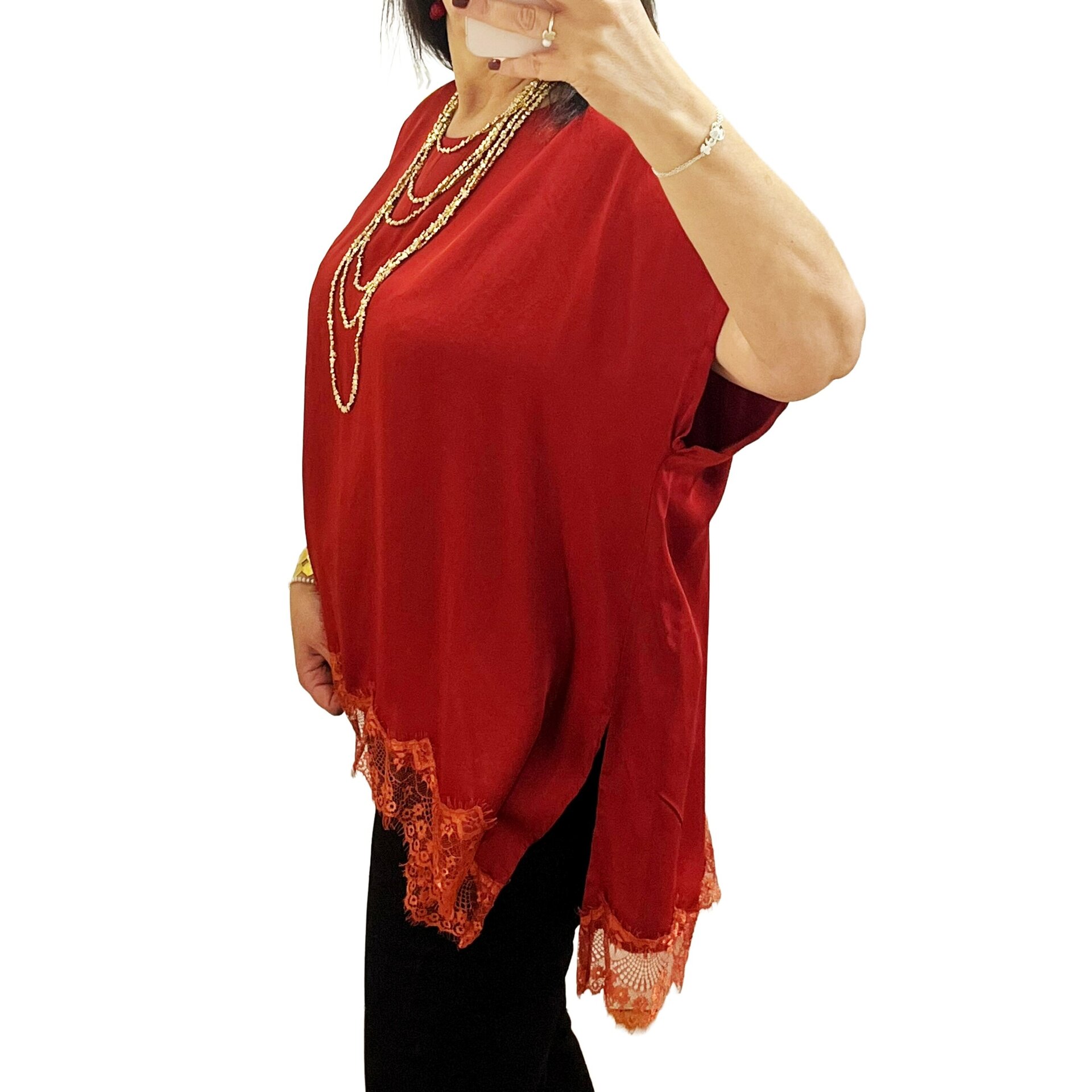 Blusa lencera roja asimetrica - 1