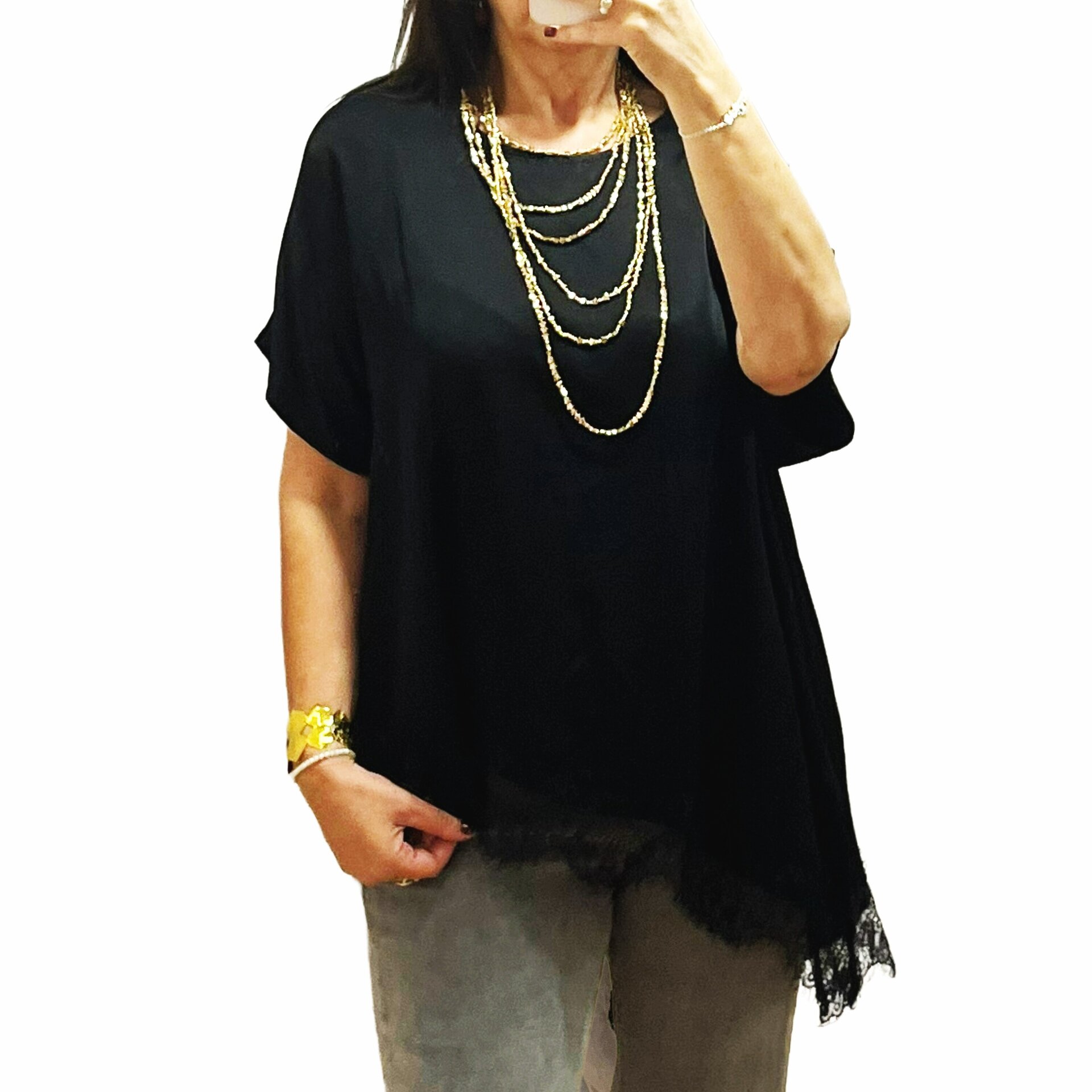 Blusa lencera negra asimetrica - 3