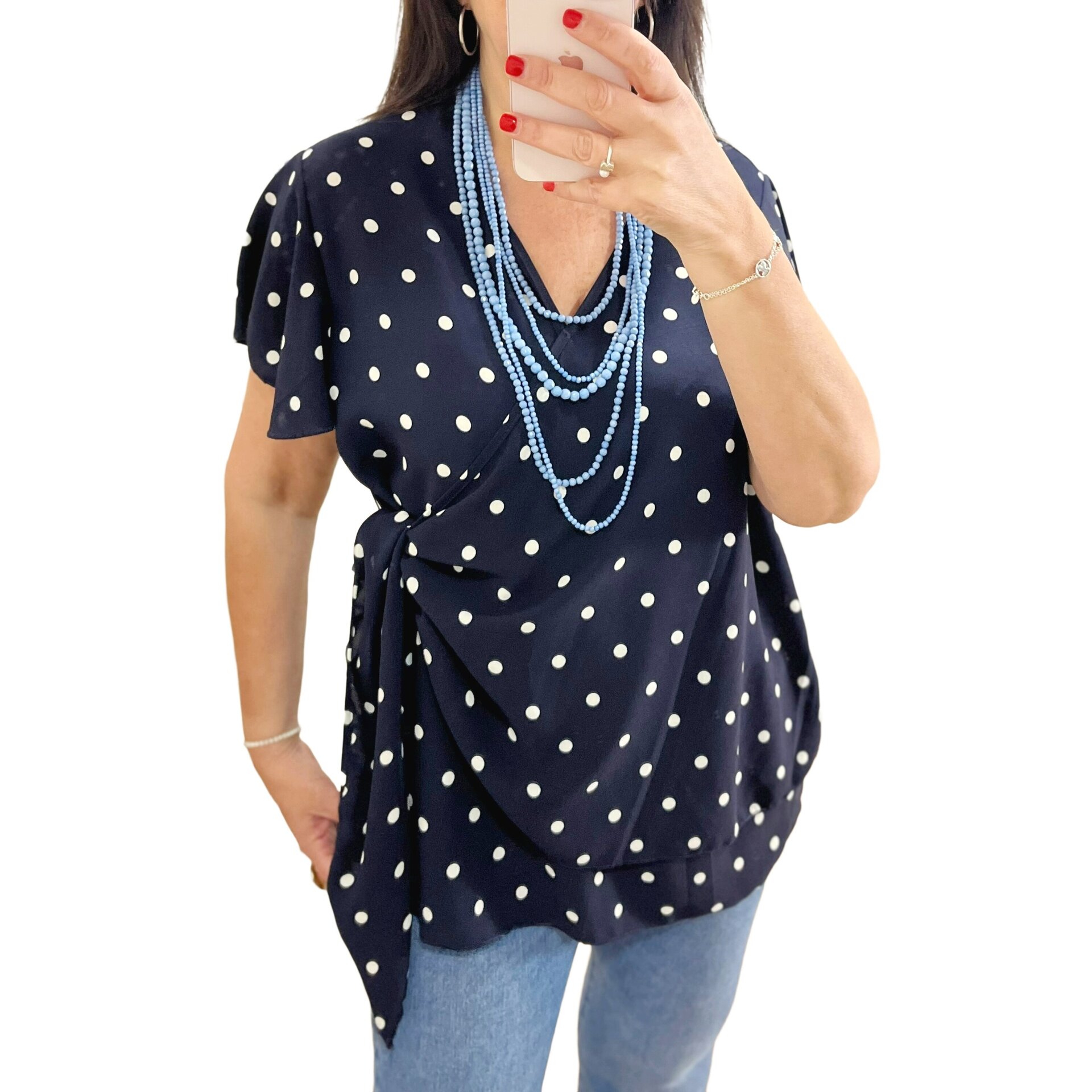 Blusa azul topos lazo - 3
