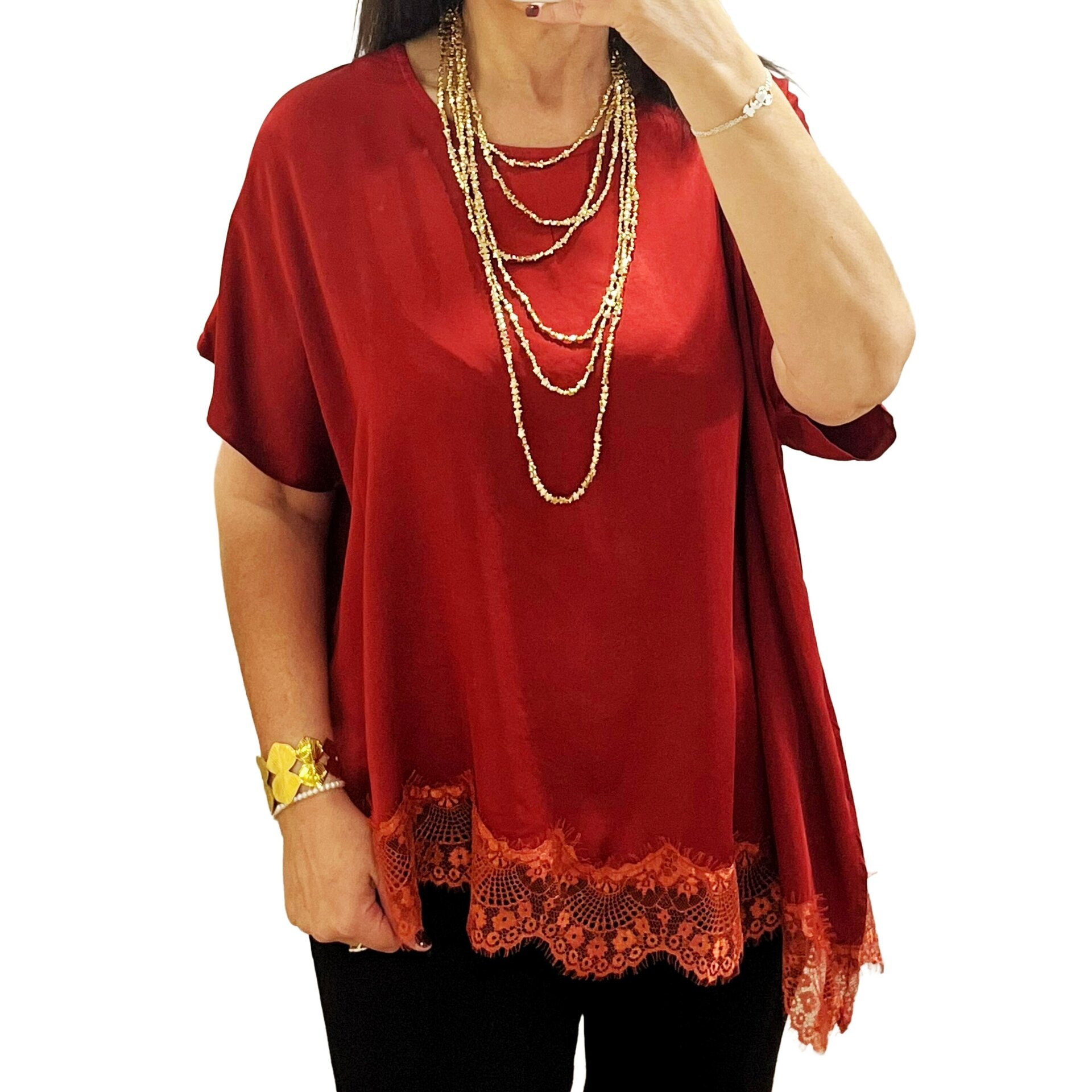 Blusa lencera roja asimetrica - 3