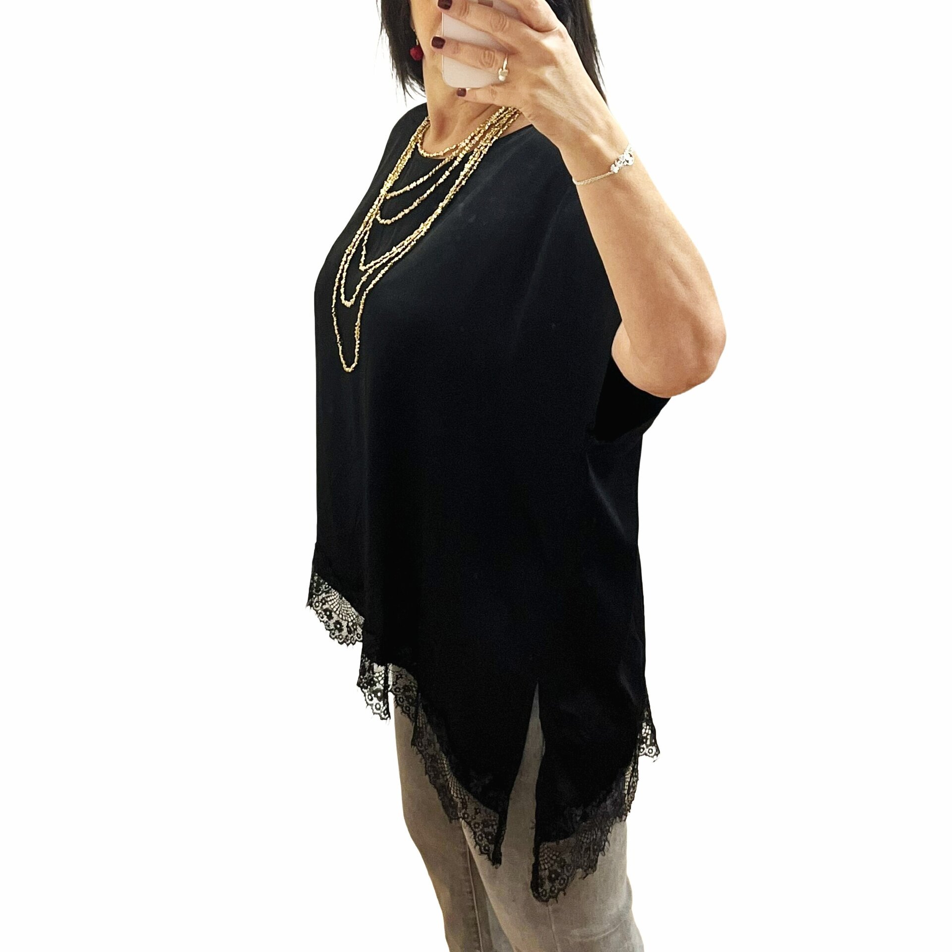 Blusa lencera negra asimetrica - 2