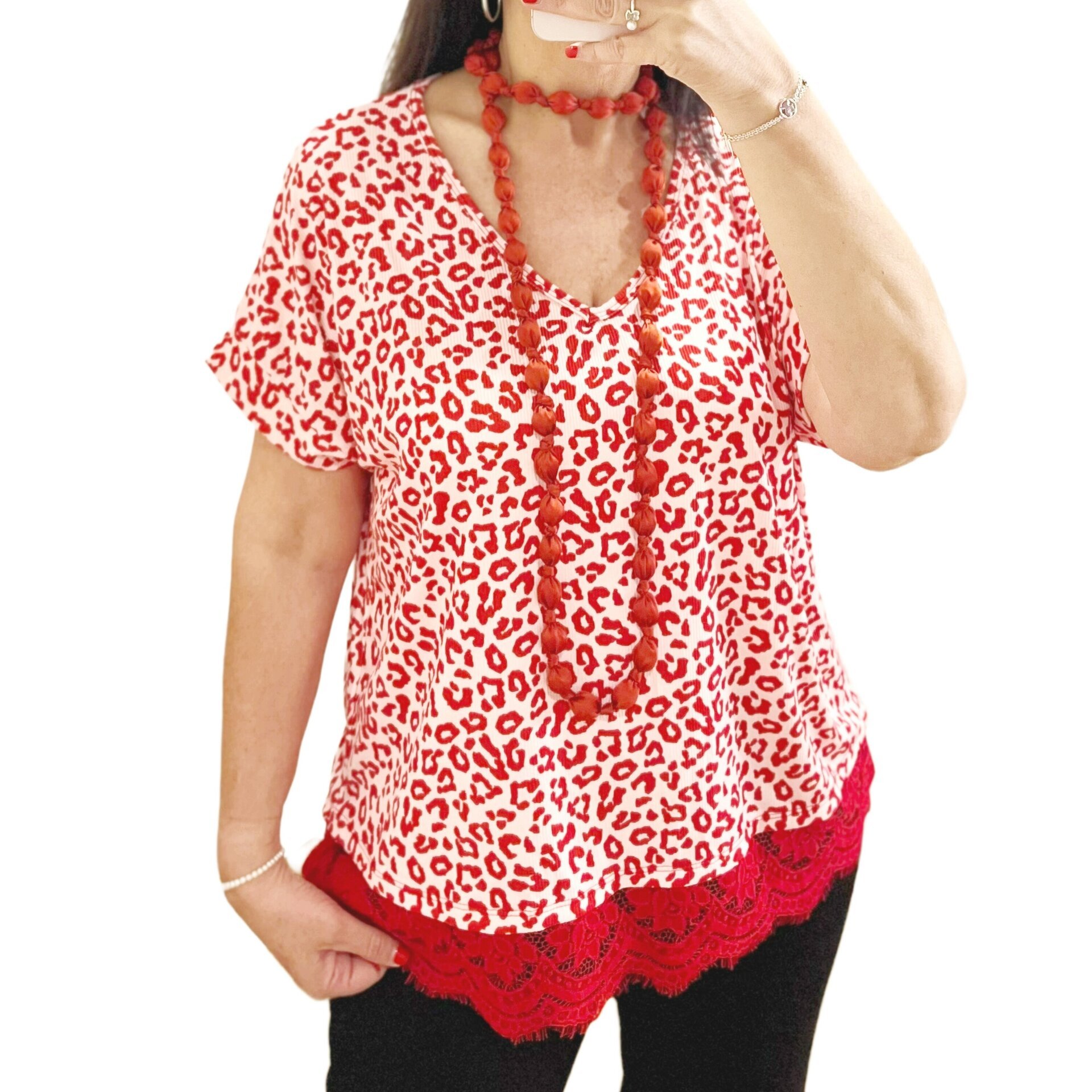 Top lencero animal print rojo - 2