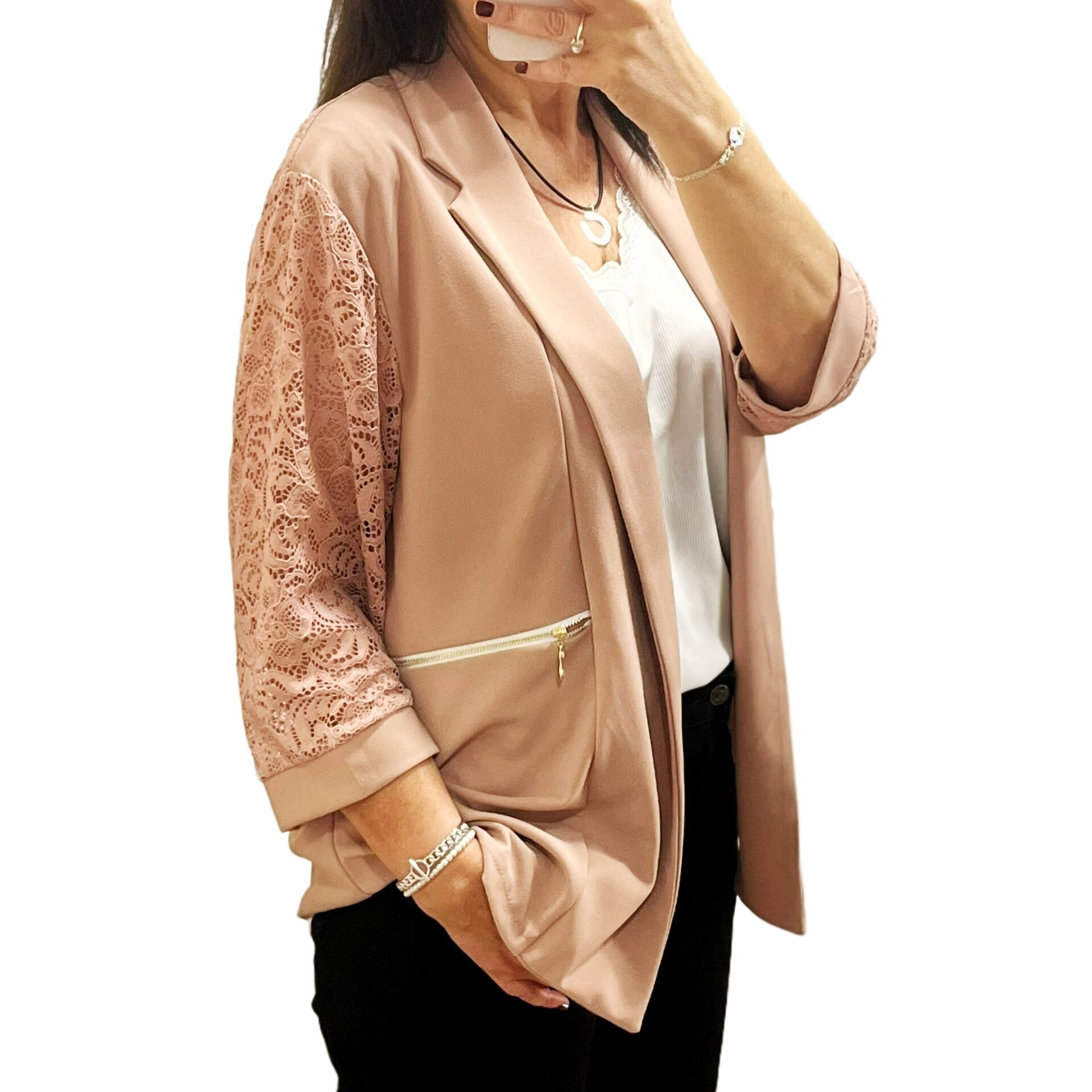 Chaqueta encaje rosa - 2