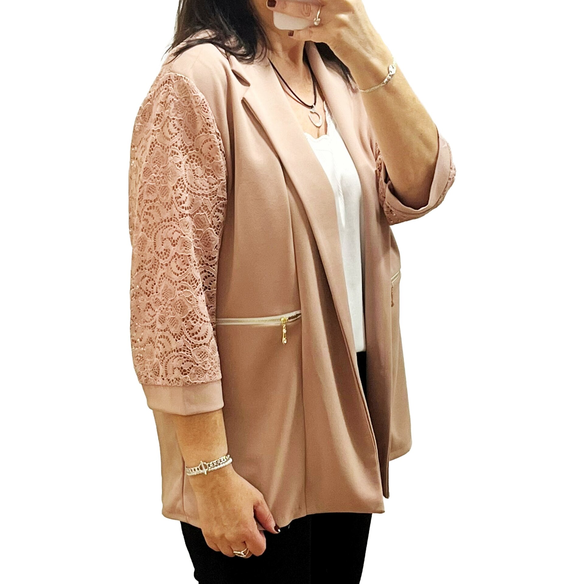 Chaqueta encaje rosa - 1