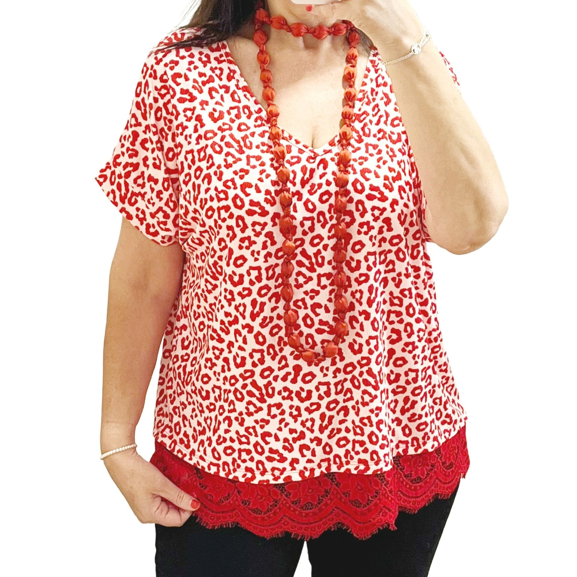 Top lencero animal print rojo - 1